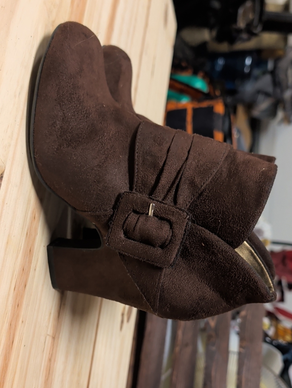 American Eagle Outfitters Brown Suede Buckle Ankle Boots